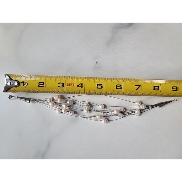 925 Sterling Silver Pearl Bracelet Vintage - Picture 8 of 10